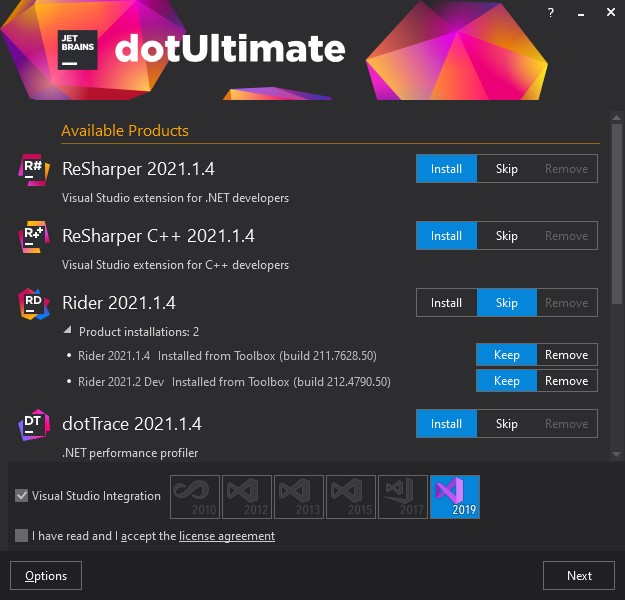JetBrains .NET 安装程序。 全新安装