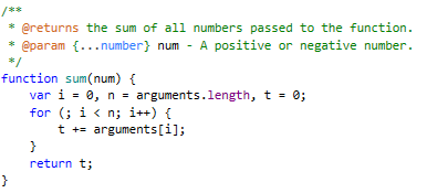 JSDoc 注释的高亮显示
