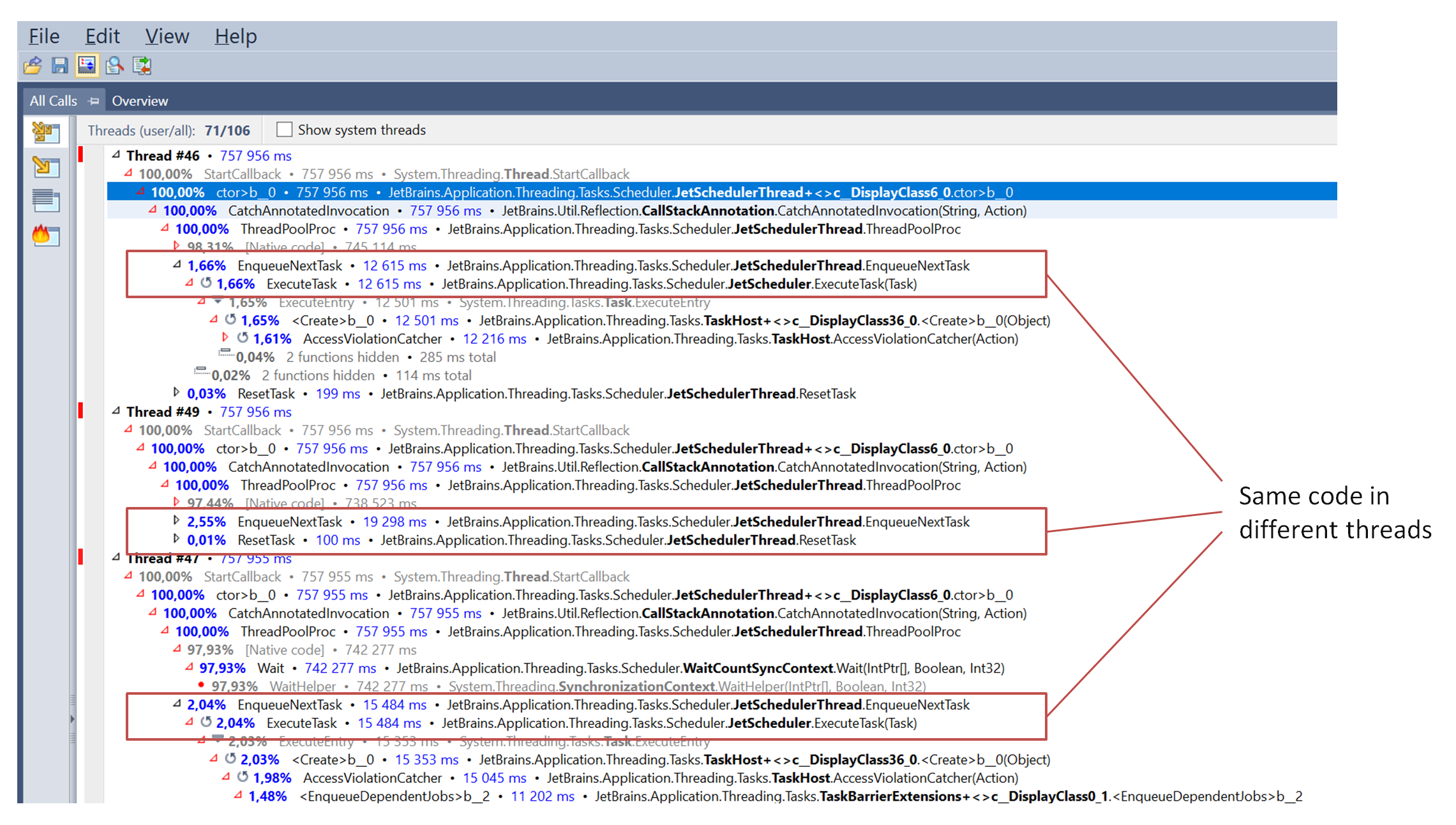 不同线程中的相同代码 不同线程中的相同代码