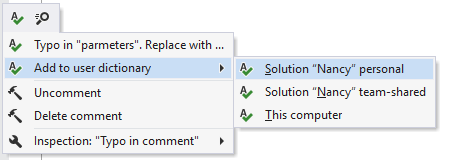 ReSharper：为拼写检查添加用户词汇