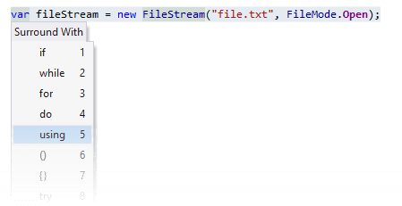 ReSharper：用 'using' 包裹语句