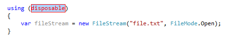 ReSharper：用 'using' 包裹语句
