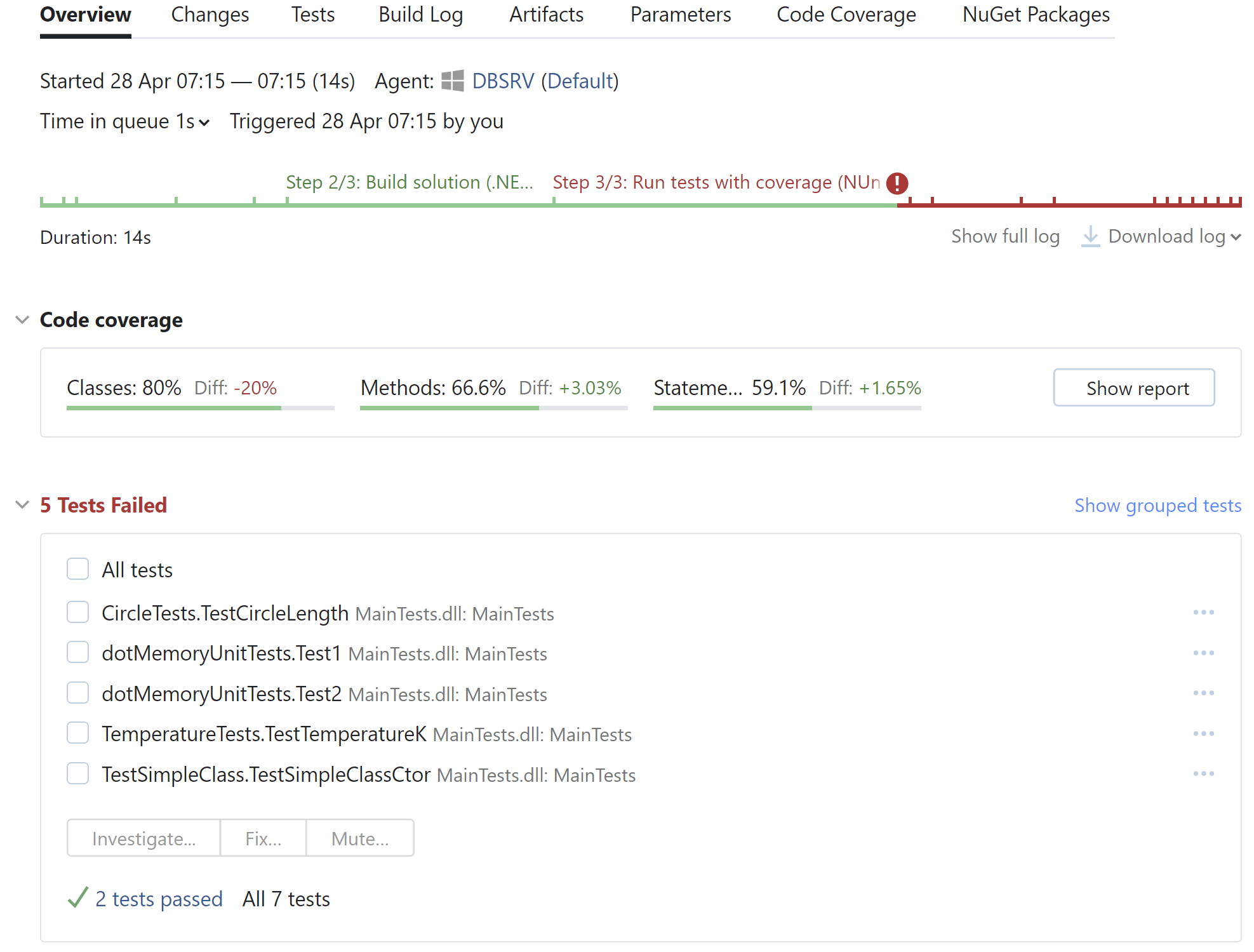 TeamCity 运行概览