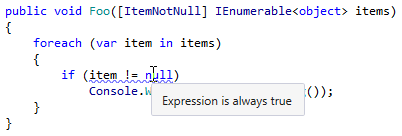 集合项的冗余可空性检查