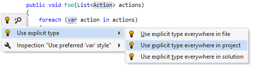 'var' 使用快速修复