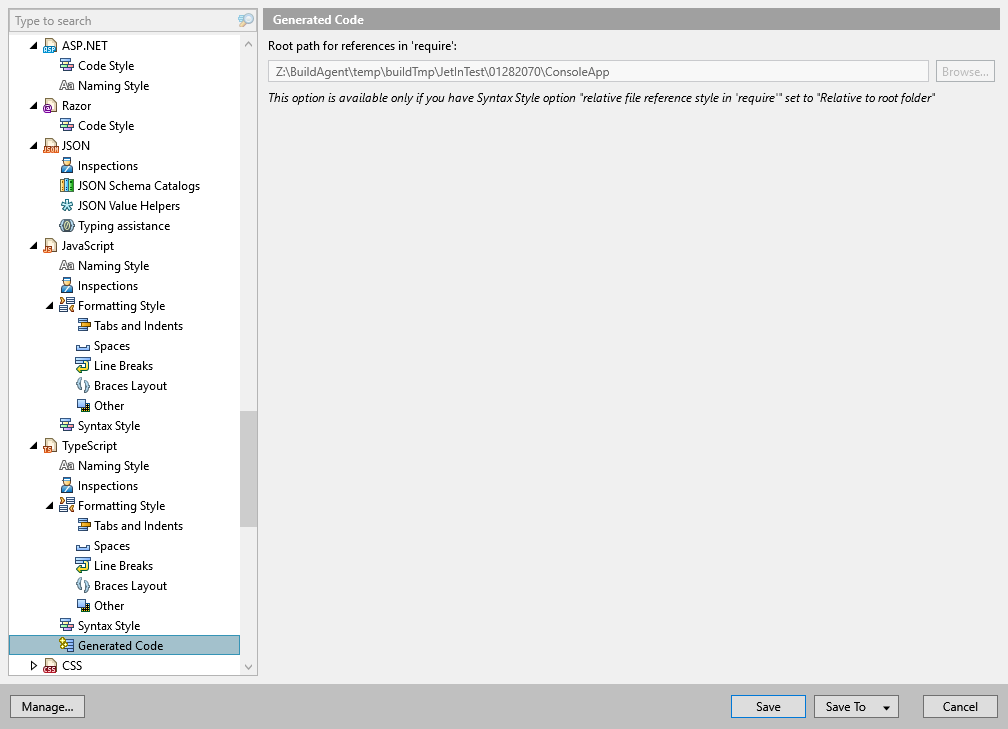 ReSharper 选项：代码编辑 | TypeScript | 生成的代码