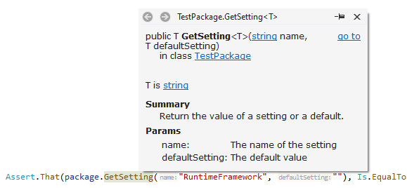 Quick documentation popup Quick documentation popup