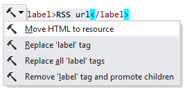 ReSharper: Move HTML to resource context action ReSharper: Move HTML to resource context action