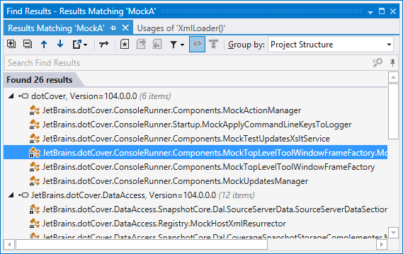 dotPeek: Find results window
