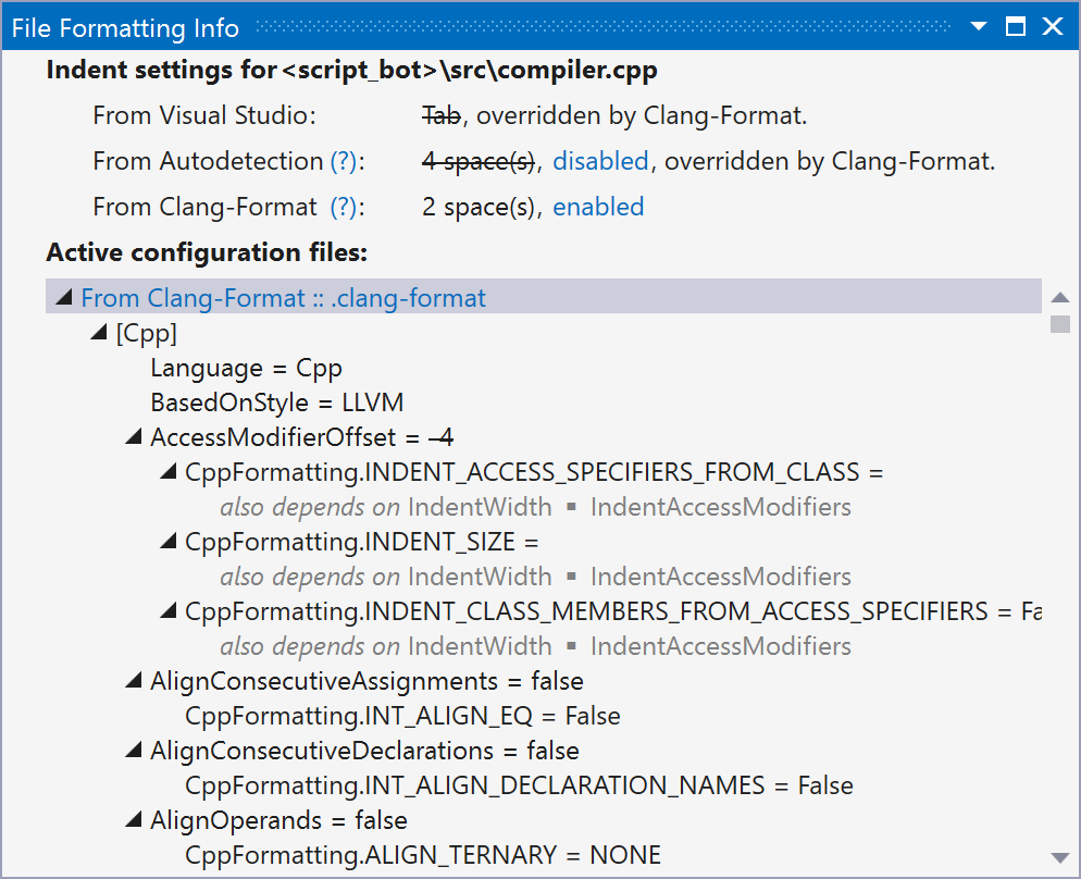ReSharper. File Formatting Info window