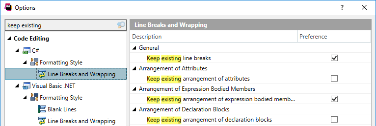 ReSharper: keep existing formatting for selected rules ReSharper: keep existing formatting for selected rules
