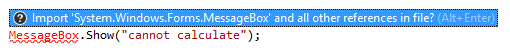 ReSharper: Namespace import quick-fix ReSharper: Namespace import quick-fix