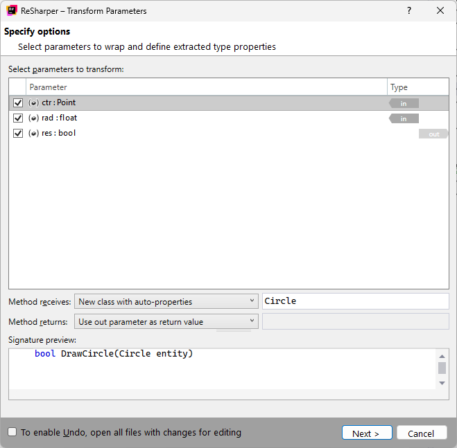 ReSharper. Transforming method's parameters