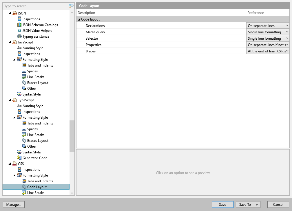 ReSharper options: Code Editing | CSS | Formatting Style | Code Layout ReSharper options: Code Editing | CSS | Formatting Style | Code Layout