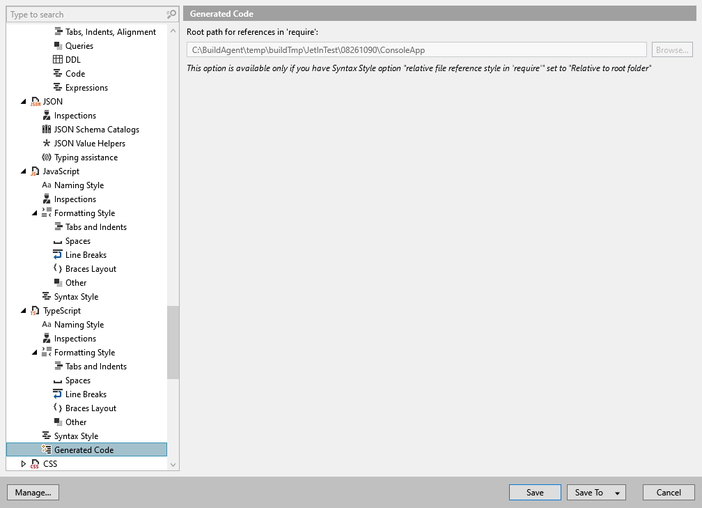ReSharper 选项：代码编辑 | TypeScript | 生成的代码