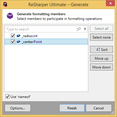 使用 ReSharper 生成 'ToString()'
