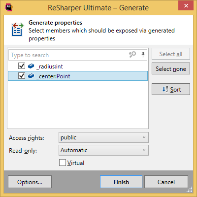 使用 ReSharper 生成属性