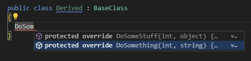 ReSharper for Visual Studio Code: Completion suggestion for method override