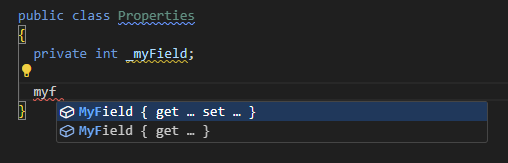 ReSharper for Visual Studio Code: Completion suggestion to generate a property for a field