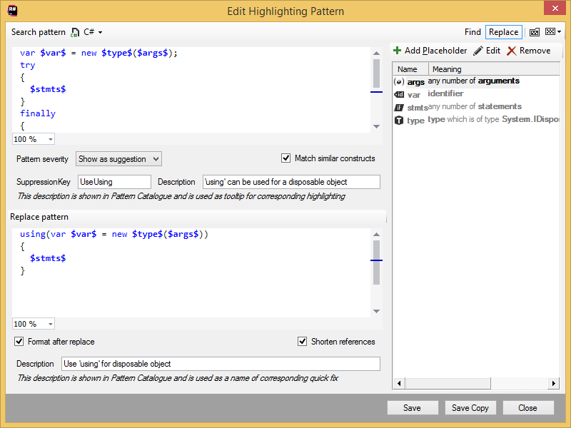 Edit Highlighting Pattern dialog Edit Highlighting Pattern dialog
