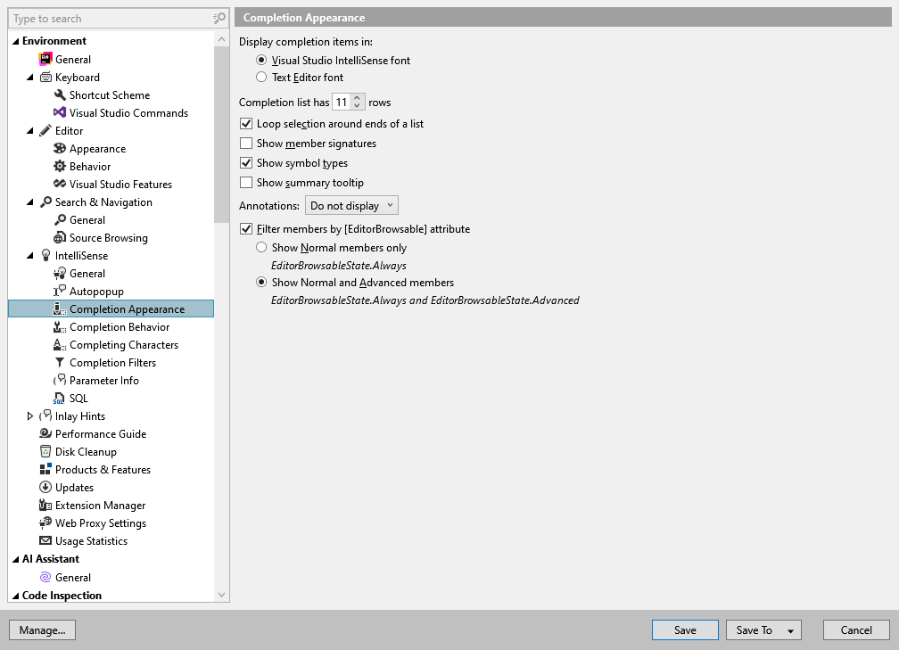 ReSharper 选项:环境 | IntelliSense | 完成外观 ReSharper 选项:环境 | IntelliSense | 完成外观