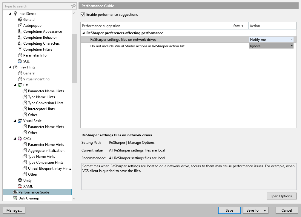 ReSharper 选项:环境 | 性能指南 ReSharper 选项:环境 | 性能指南