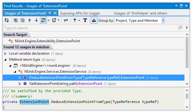 ReSharper：查找结果窗口