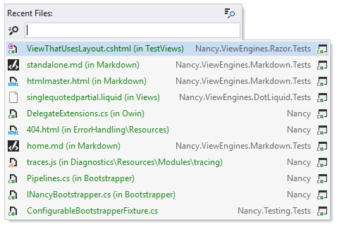 导航到您最近打开的文件