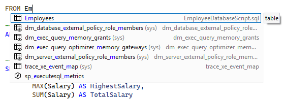 ReSharper：SQL 的代码补全