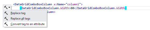 ReSharper：XAML 中“将标签转换为属性”的上下文操作