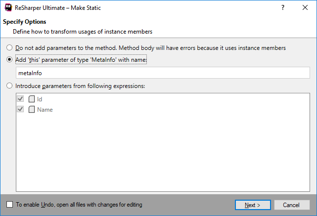 ReSharper。 “设为静态”重构