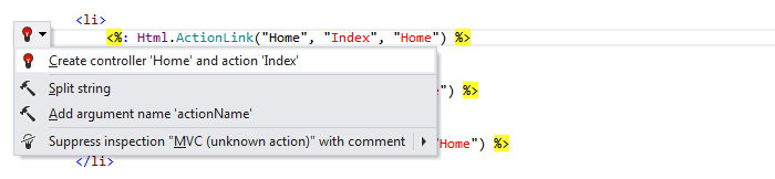 ReSharper：ASP.NET 中的从用法创建