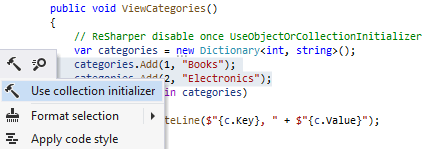 ReSharper:将赋值转换为对象初始化器 ReSharper:将赋值转换为对象初始化器