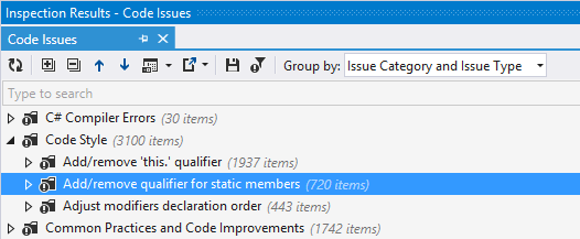 在解决方案中发现的代码语法样式问题