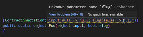 ReSharper for Visual Studio Code: Contract annotations