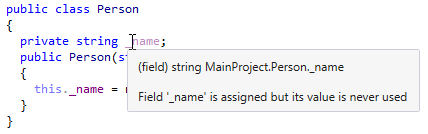ReSharper 检测到未使用的字段 ReSharper 检测到未使用的字段