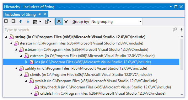 C++ 包含的层次结构 C++ 包含的层次结构