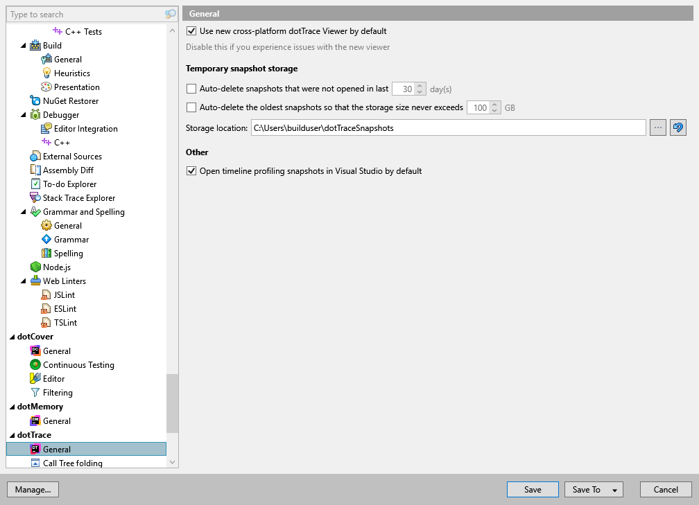 dotTrace options: dotTrace | General dotTrace options: dotTrace | General