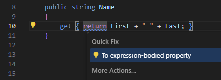 ReSharper. 'To expression body' quick-fix