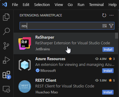 Install ReSharper in Visual Studio Code