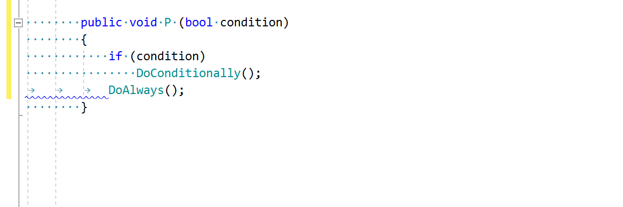ReSharper 代码检查：缩进不正确（制表符/空格不匹配）