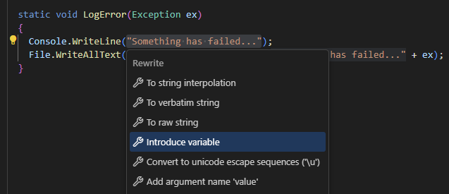 ReSharper: Introduce Variable refactoring