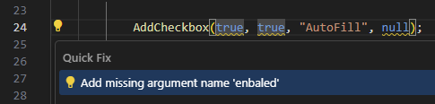 ReSharper: A quick fix that helps you add or remove argument names