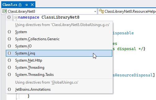ReSharper：导航隐式导入