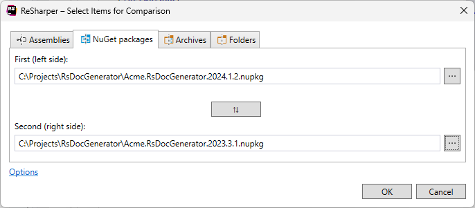 ReSharper: Select items for comparison dialog ReSharper: Select items for comparison dialog