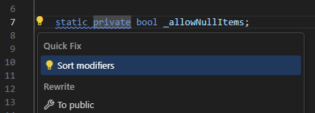 Sorting modifiers with ReSharper