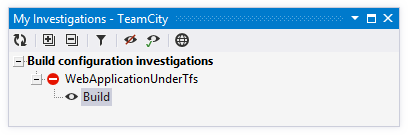 TeamCity&nbsp;Add-in: My Investigations window