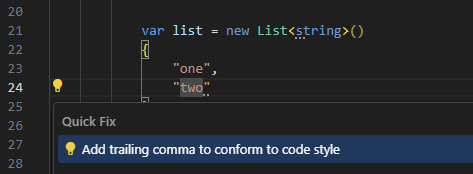 ReSharper syntax style inspection: Add trailing comma