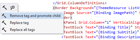 ReSharper 在通用应用程序的 XAML 代码中的上下文操作