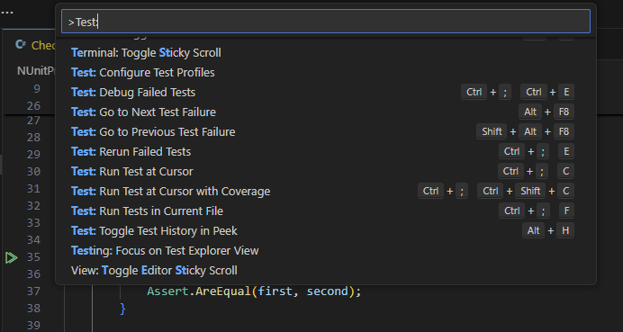 ReSharper for Visual Studio Code: unit test commands